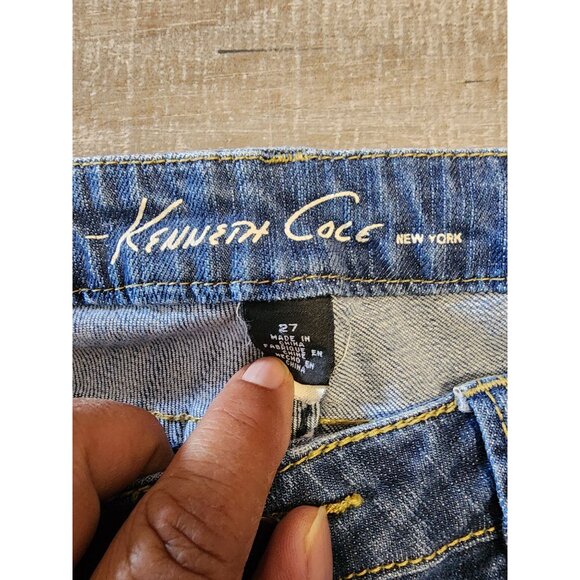 Kenneth Cole Mens Bootcut Jeans Size 27 Blue Denim Cotton/Spandex - Picture 4 of 13